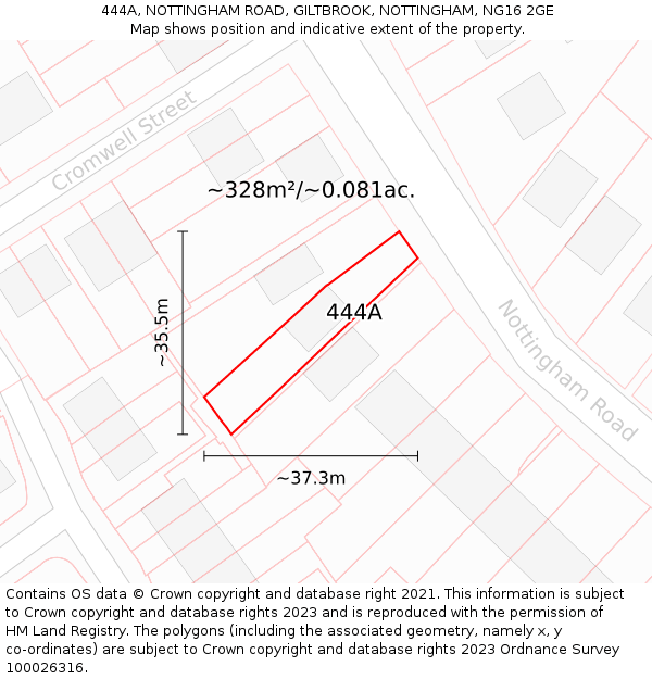 444A, NOTTINGHAM ROAD, GILTBROOK, NOTTINGHAM, NG16 2GE: Plot and title map