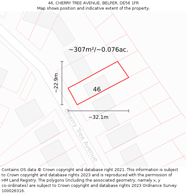 46, CHERRY TREE AVENUE, BELPER, DE56 1FR: Plot and title map