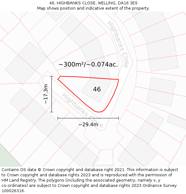 46, HIGHBANKS CLOSE, WELLING, DA16 3ES: Plot and title map