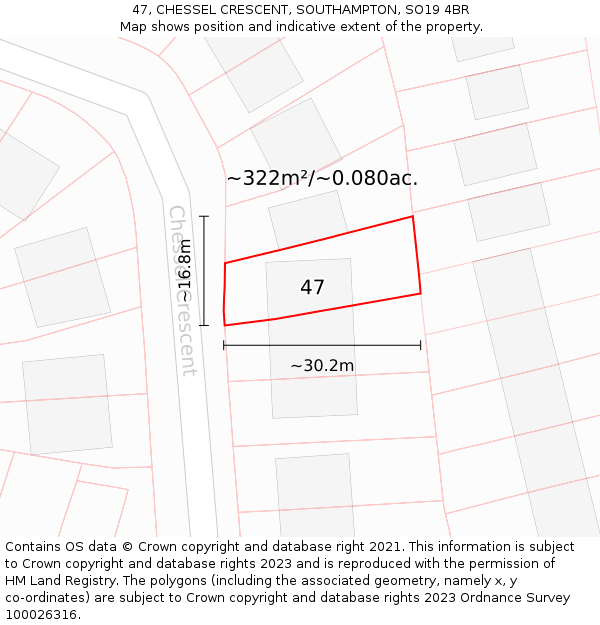 47, CHESSEL CRESCENT, SOUTHAMPTON, SO19 4BR: Plot and title map