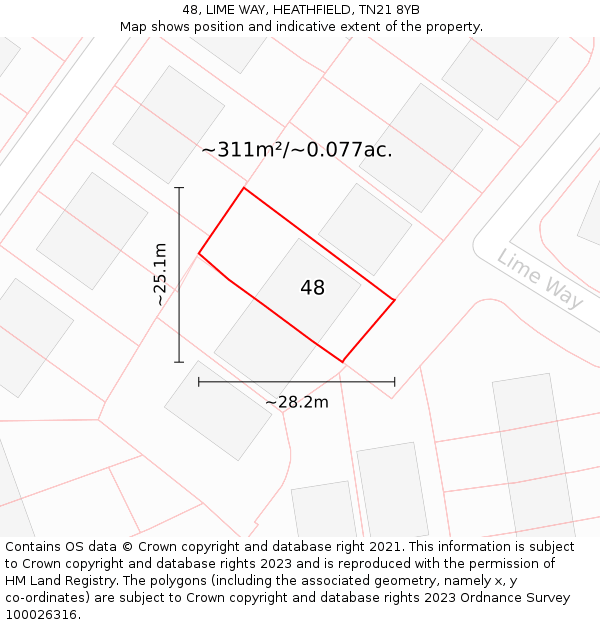 48, LIME WAY, HEATHFIELD, TN21 8YB: Plot and title map