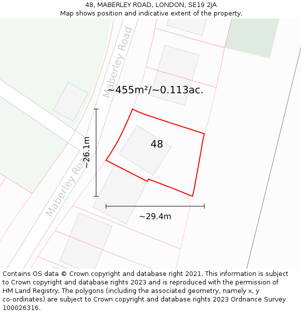 48, MABERLEY ROAD, LONDON, SE19 2JA: Plot and title map