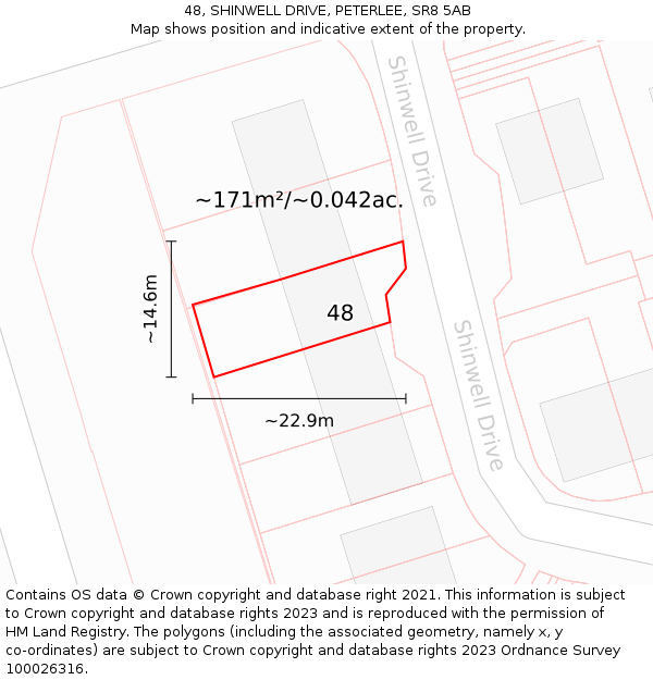 48, SHINWELL DRIVE, PETERLEE, SR8 5AB: Plot and title map