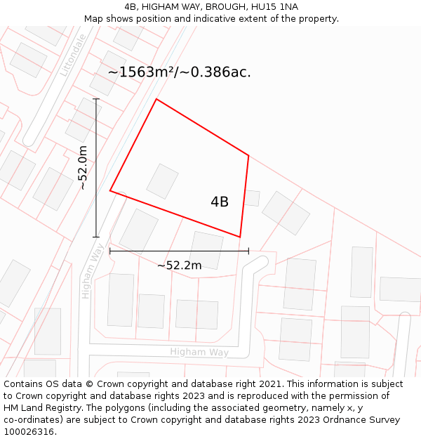 4B, HIGHAM WAY, BROUGH, HU15 1NA: Plot and title map