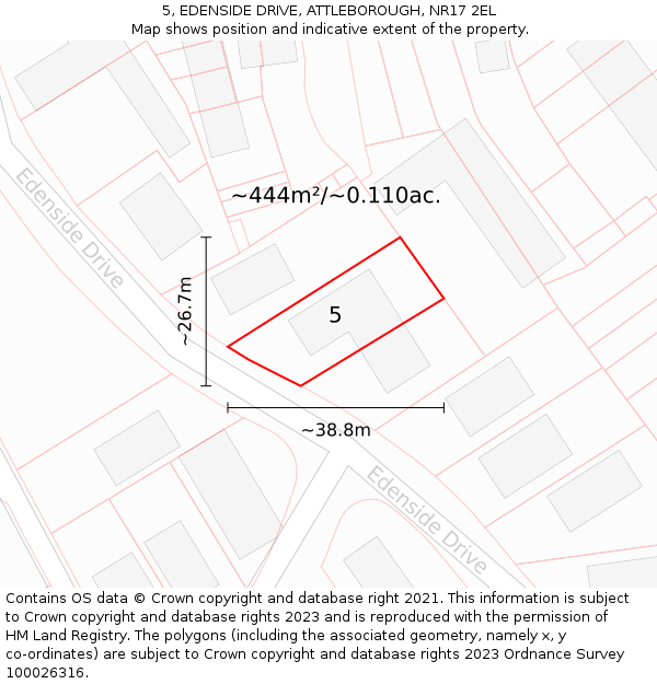 5, EDENSIDE DRIVE, ATTLEBOROUGH, NR17 2EL: Plot and title map