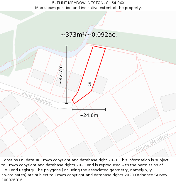 5, FLINT MEADOW, NESTON, CH64 9XX: Plot and title map