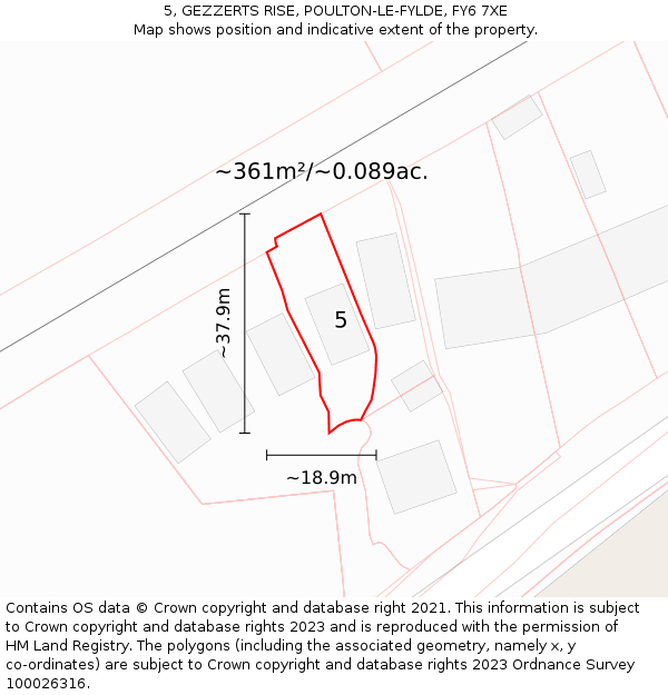 5, GEZZERTS RISE, POULTON-LE-FYLDE, FY6 7XE: Plot and title map