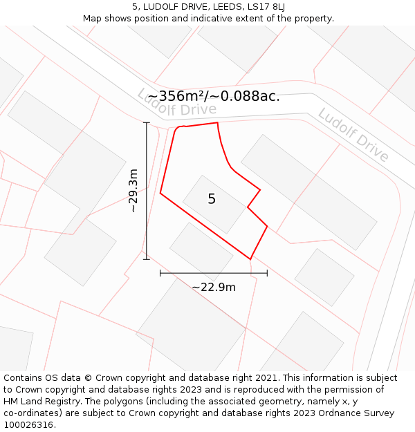 5, LUDOLF DRIVE, LEEDS, LS17 8LJ: Plot and title map