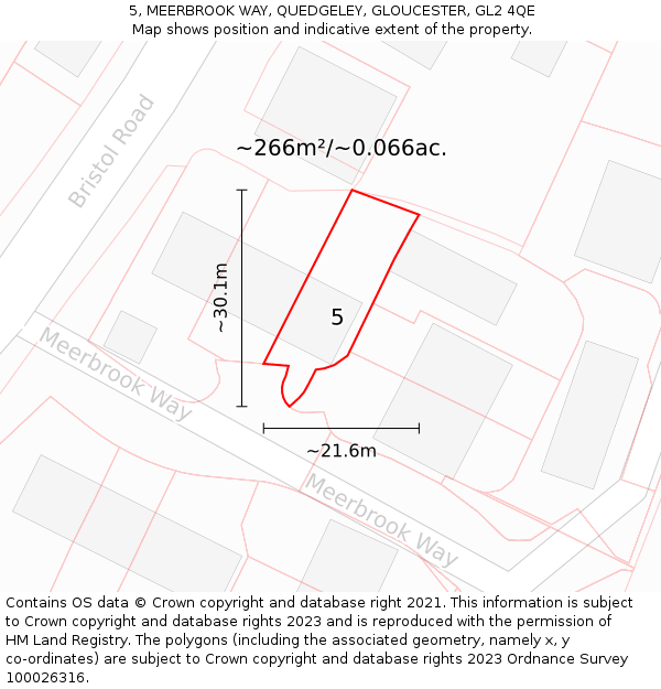 5, MEERBROOK WAY, QUEDGELEY, GLOUCESTER, GL2 4QE: Plot and title map