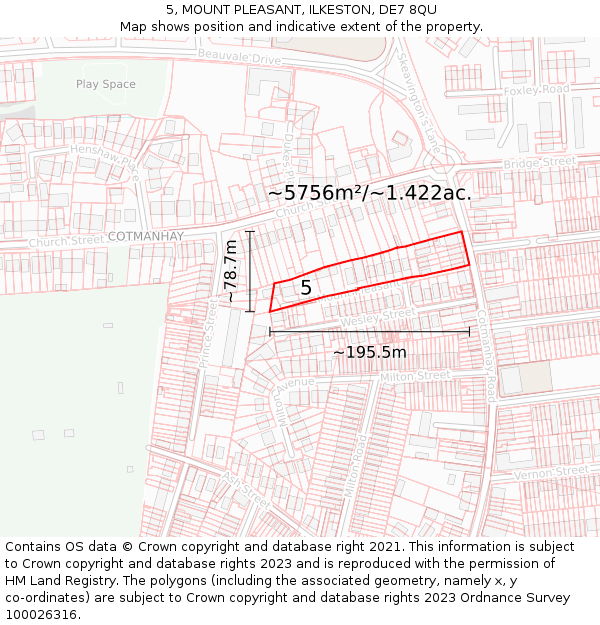 5, MOUNT PLEASANT, ILKESTON, DE7 8QU: Plot and title map