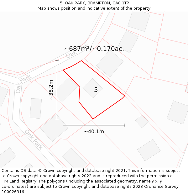 5, OAK PARK, BRAMPTON, CA8 1TP: Plot and title map