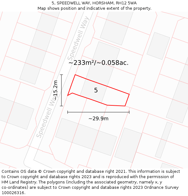 5, SPEEDWELL WAY, HORSHAM, RH12 5WA: Plot and title map