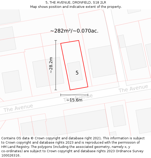 5, THE AVENUE, DRONFIELD, S18 2LR: Plot and title map