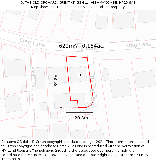 5, THE OLD ORCHARD, GREAT KINGSHILL, HIGH WYCOMBE, HP15 6AS: Plot and title map