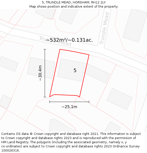 5, TRUNDLE MEAD, HORSHAM, RH12 2LY: Plot and title map