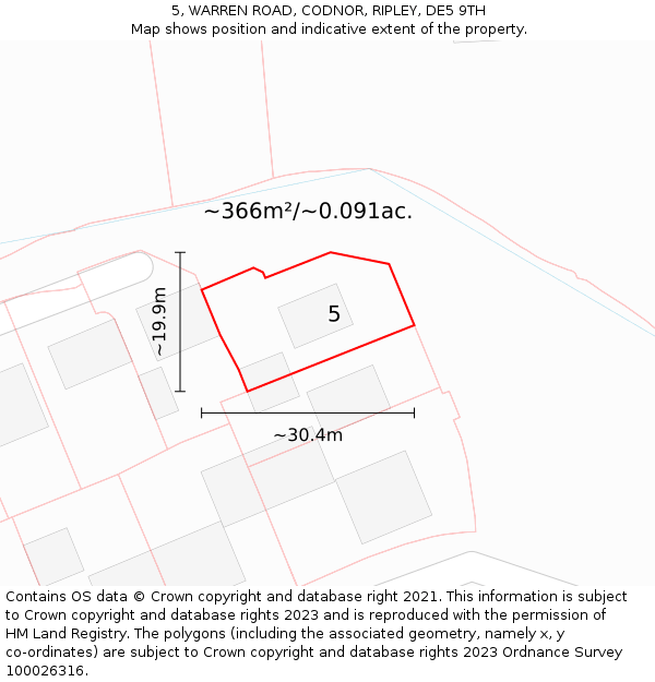 5, WARREN ROAD, CODNOR, RIPLEY, DE5 9TH: Plot and title map