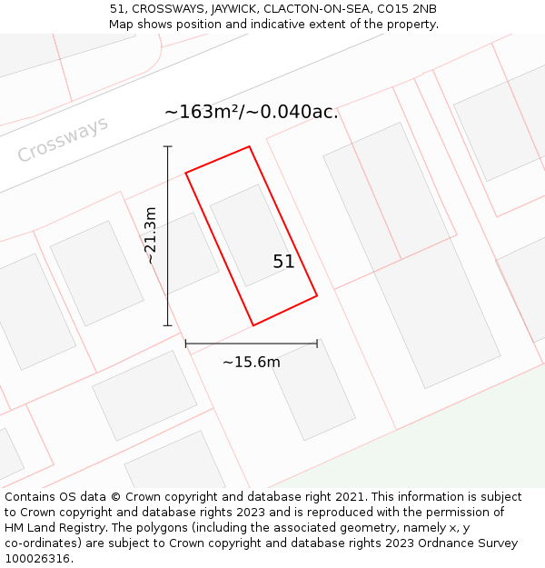 51, CROSSWAYS, JAYWICK, CLACTON-ON-SEA, CO15 2NB: Plot and title map