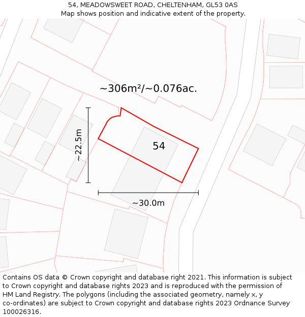 54, MEADOWSWEET ROAD, CHELTENHAM, GL53 0AS: Plot and title map