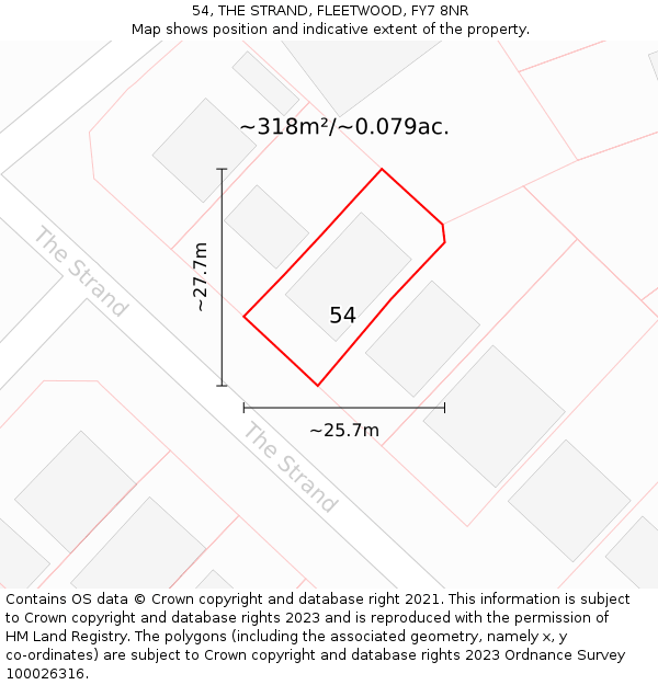 54, THE STRAND, FLEETWOOD, FY7 8NR: Plot and title map