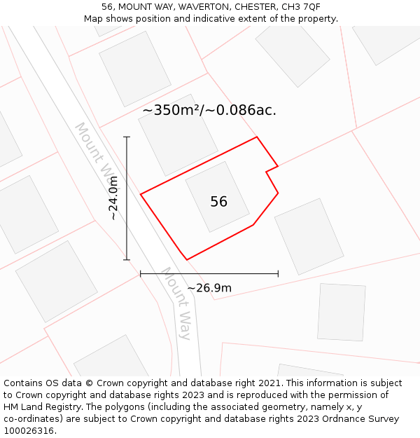 56, MOUNT WAY, WAVERTON, CHESTER, CH3 7QF: Plot and title map