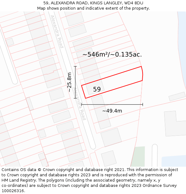 59, ALEXANDRA ROAD, KINGS LANGLEY, WD4 8DU: Plot and title map