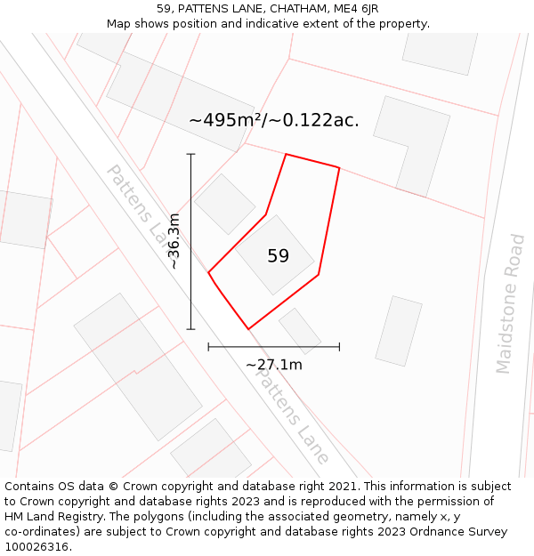 59, PATTENS LANE, CHATHAM, ME4 6JR: Plot and title map