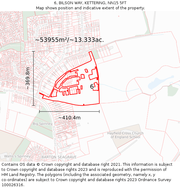 6, BILSON WAY, KETTERING, NN15 5FT: Plot and title map