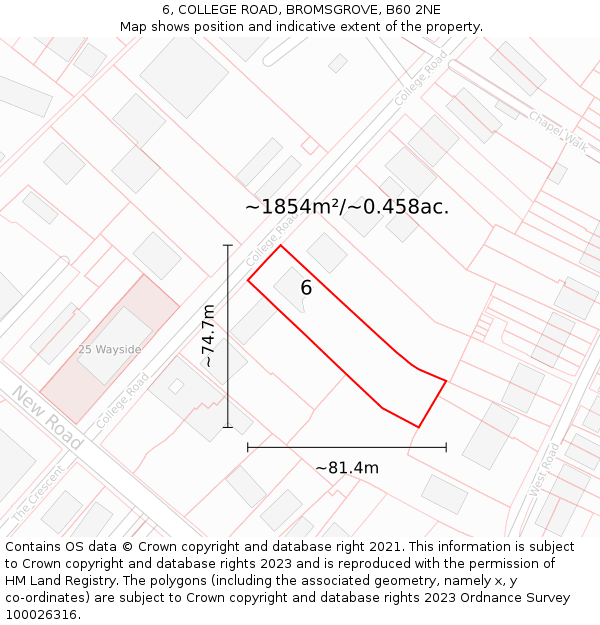 6, COLLEGE ROAD, BROMSGROVE, B60 2NE: Plot and title map