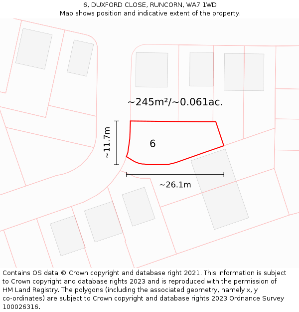 6, DUXFORD CLOSE, RUNCORN, WA7 1WD: Plot and title map