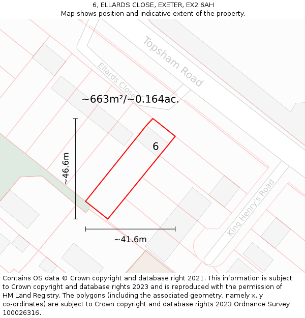 6, ELLARDS CLOSE, EXETER, EX2 6AH: Plot and title map