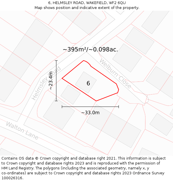 6, HELMSLEY ROAD, WAKEFIELD, WF2 6QU: Plot and title map