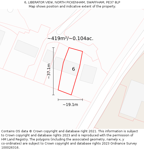 6, LIBERATOR VIEW, NORTH PICKENHAM, SWAFFHAM, PE37 8LP: Plot and title map