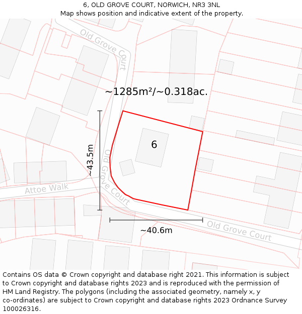 6, OLD GROVE COURT, NORWICH, NR3 3NL: Plot and title map