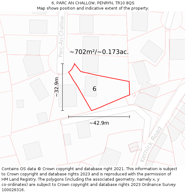 6, PARC AN CHALLOW, PENRYN, TR10 8QS: Plot and title map