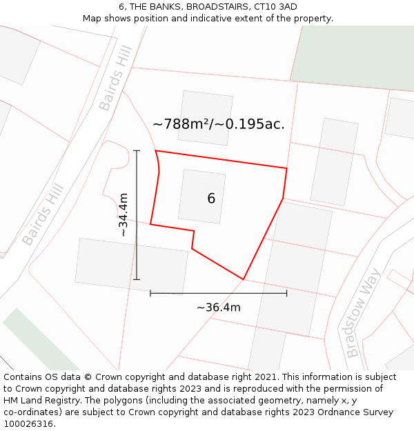 6, THE BANKS, BROADSTAIRS, CT10 3AD: Plot and title map