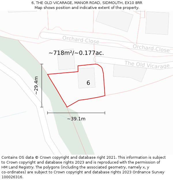 6, THE OLD VICARAGE, MANOR ROAD, SIDMOUTH, EX10 8RR: Plot and title map