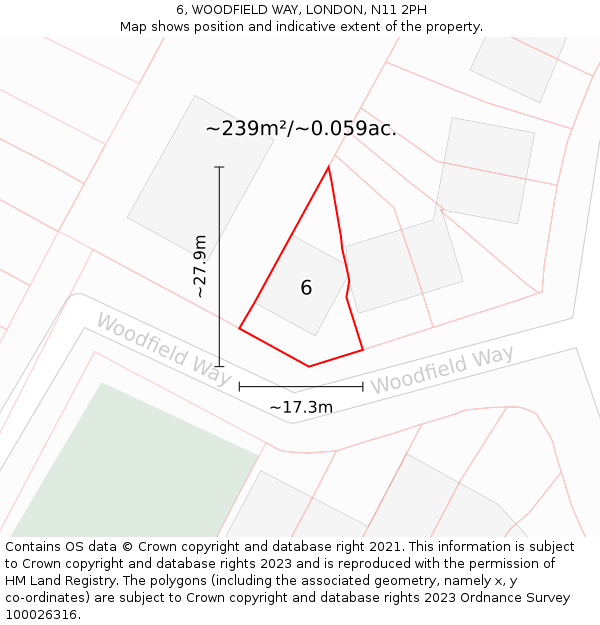 6, WOODFIELD WAY, LONDON, N11 2PH: Plot and title map