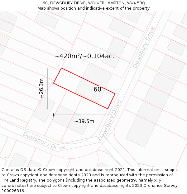 60, DEWSBURY DRIVE, WOLVERHAMPTON, WV4 5RQ: Plot and title map