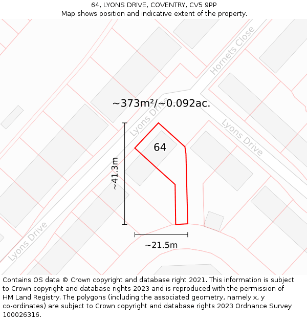 64, LYONS DRIVE, COVENTRY, CV5 9PP: Plot and title map