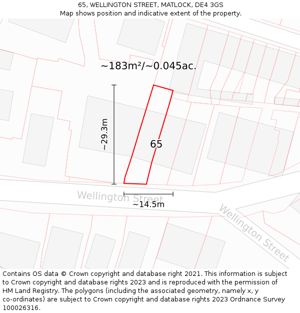 65, WELLINGTON STREET, MATLOCK, DE4 3GS: Plot and title map