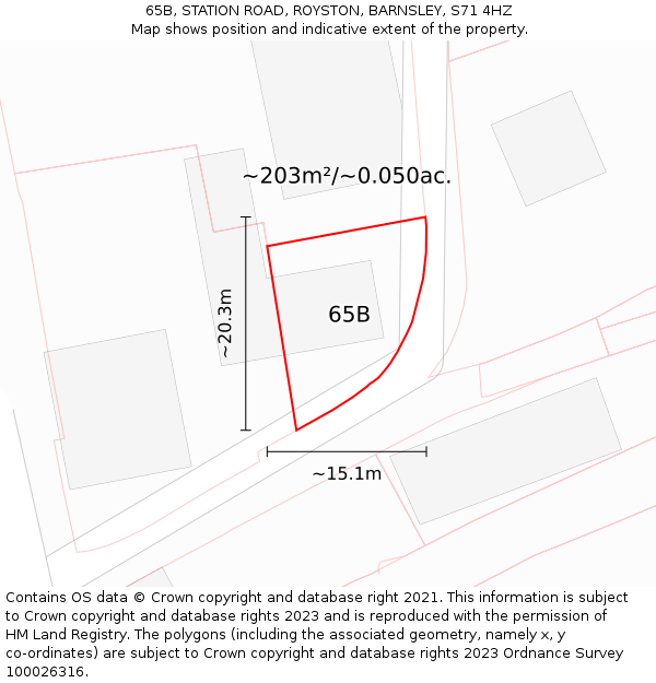 65B, STATION ROAD, ROYSTON, BARNSLEY, S71 4HZ: Plot and title map