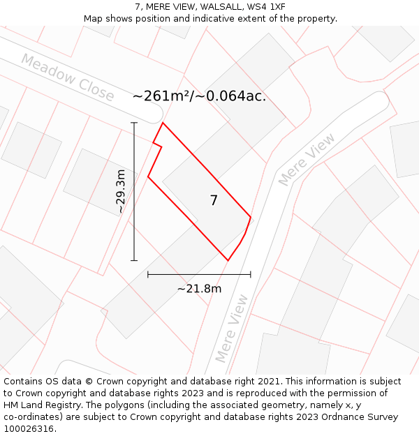 7, MERE VIEW, WALSALL, WS4 1XF: Plot and title map