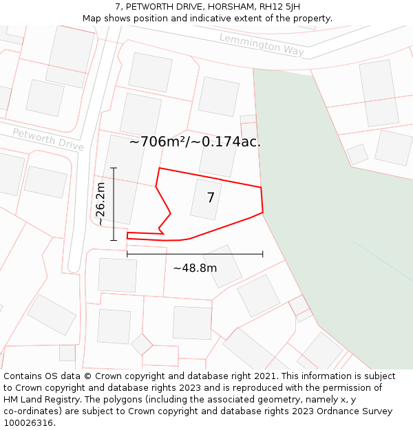 7, PETWORTH DRIVE, HORSHAM, RH12 5JH: Plot and title map