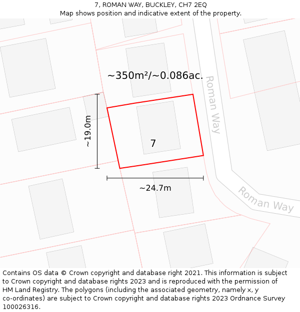 7, ROMAN WAY, BUCKLEY, CH7 2EQ: Plot and title map