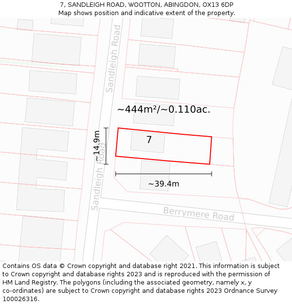 7, SANDLEIGH ROAD, WOOTTON, ABINGDON, OX13 6DP: Plot and title map