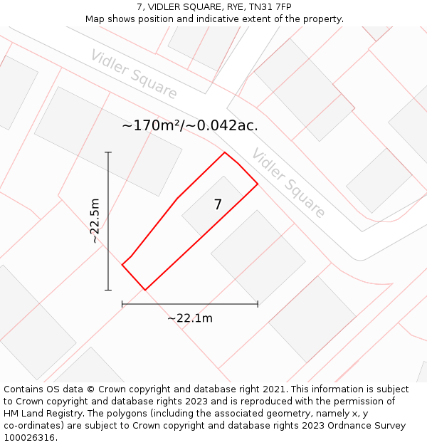 7, VIDLER SQUARE, RYE, TN31 7FP: Plot and title map