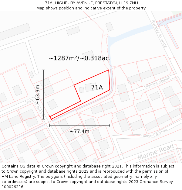 71A, HIGHBURY AVENUE, PRESTATYN, LL19 7NU: Plot and title map