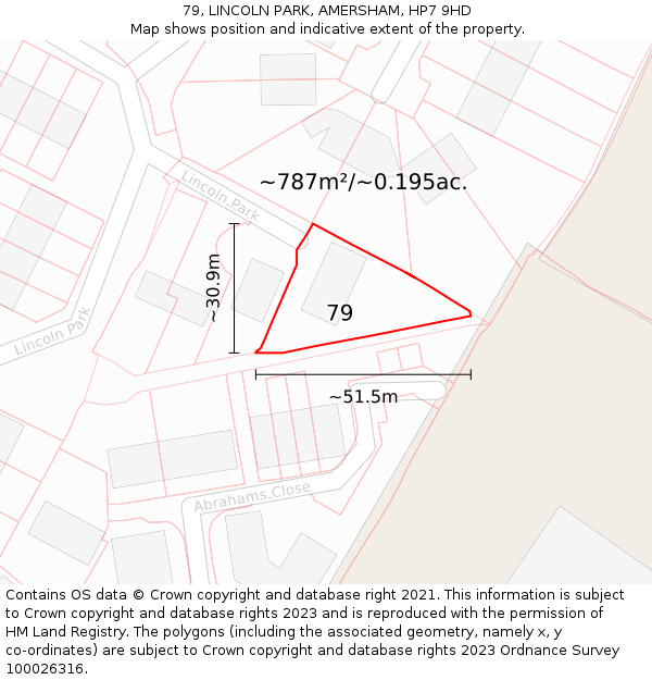 79, LINCOLN PARK, AMERSHAM, HP7 9HD: Plot and title map