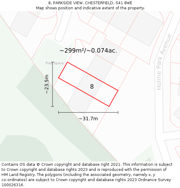 8, PARKSIDE VIEW, CHESTERFIELD, S41 8WE: Plot and title map