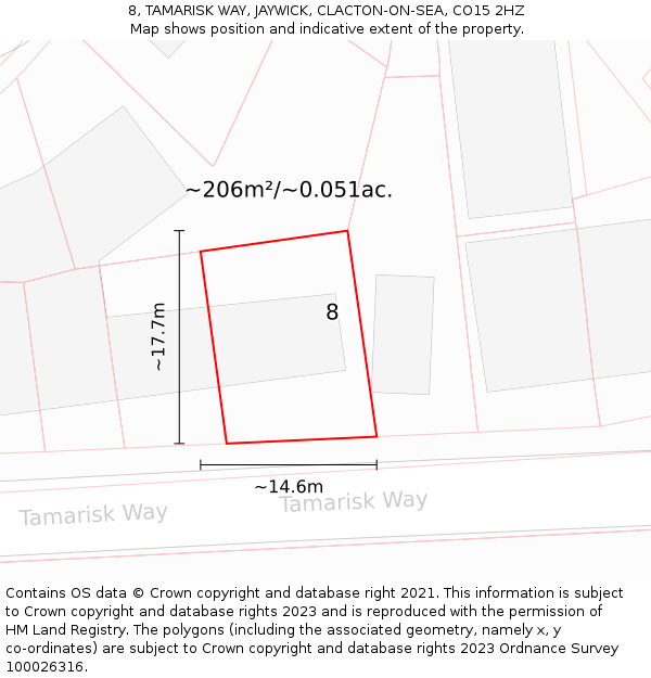 8, TAMARISK WAY, JAYWICK, CLACTON-ON-SEA, CO15 2HZ: Plot and title map